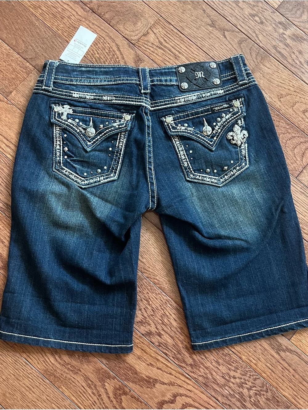 Miss Me Dark Blue Denim Easy Bermuda Shorts size 28